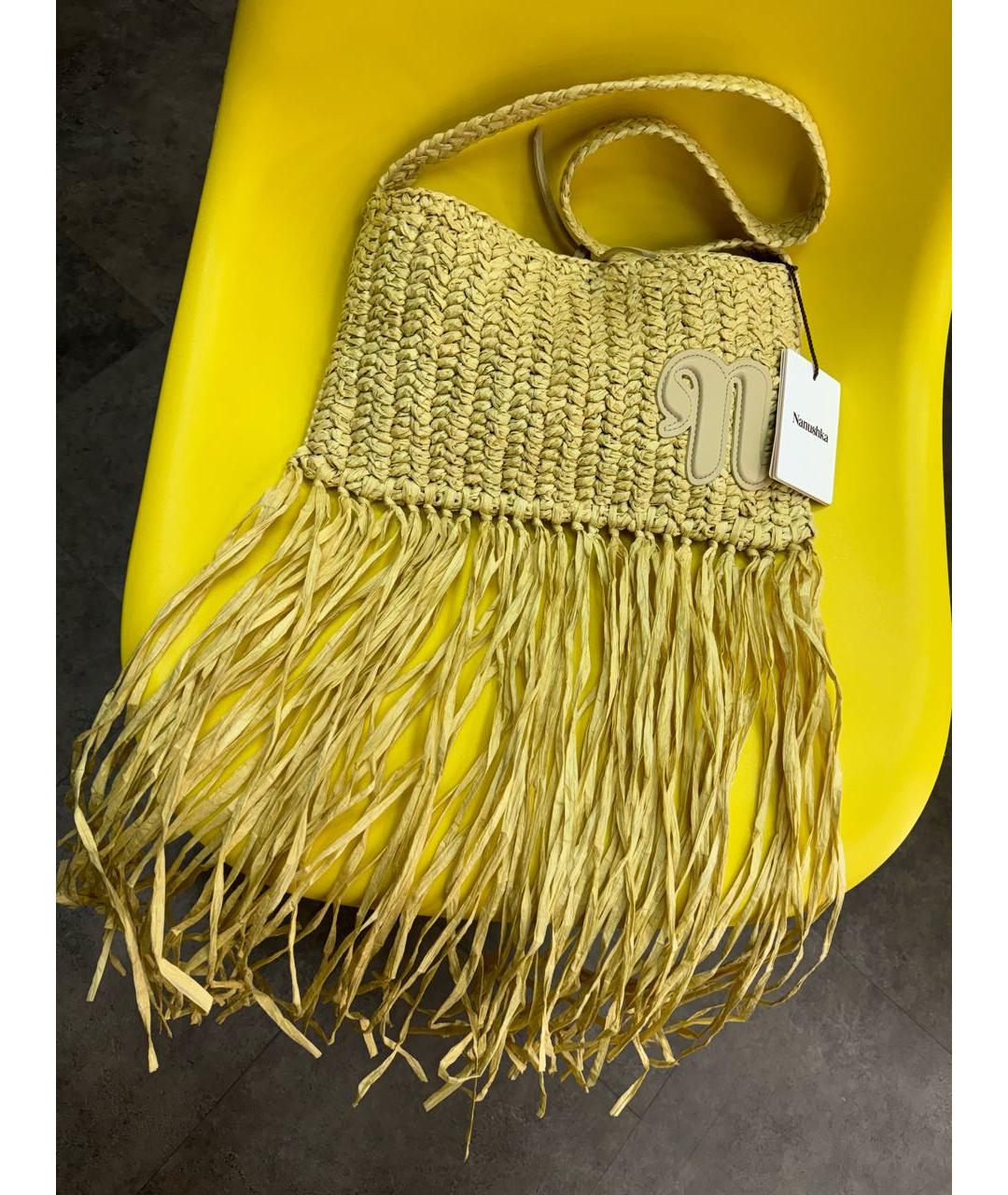 NANUSHKA Бежевая пелетеная пляжная сумка, фото 2