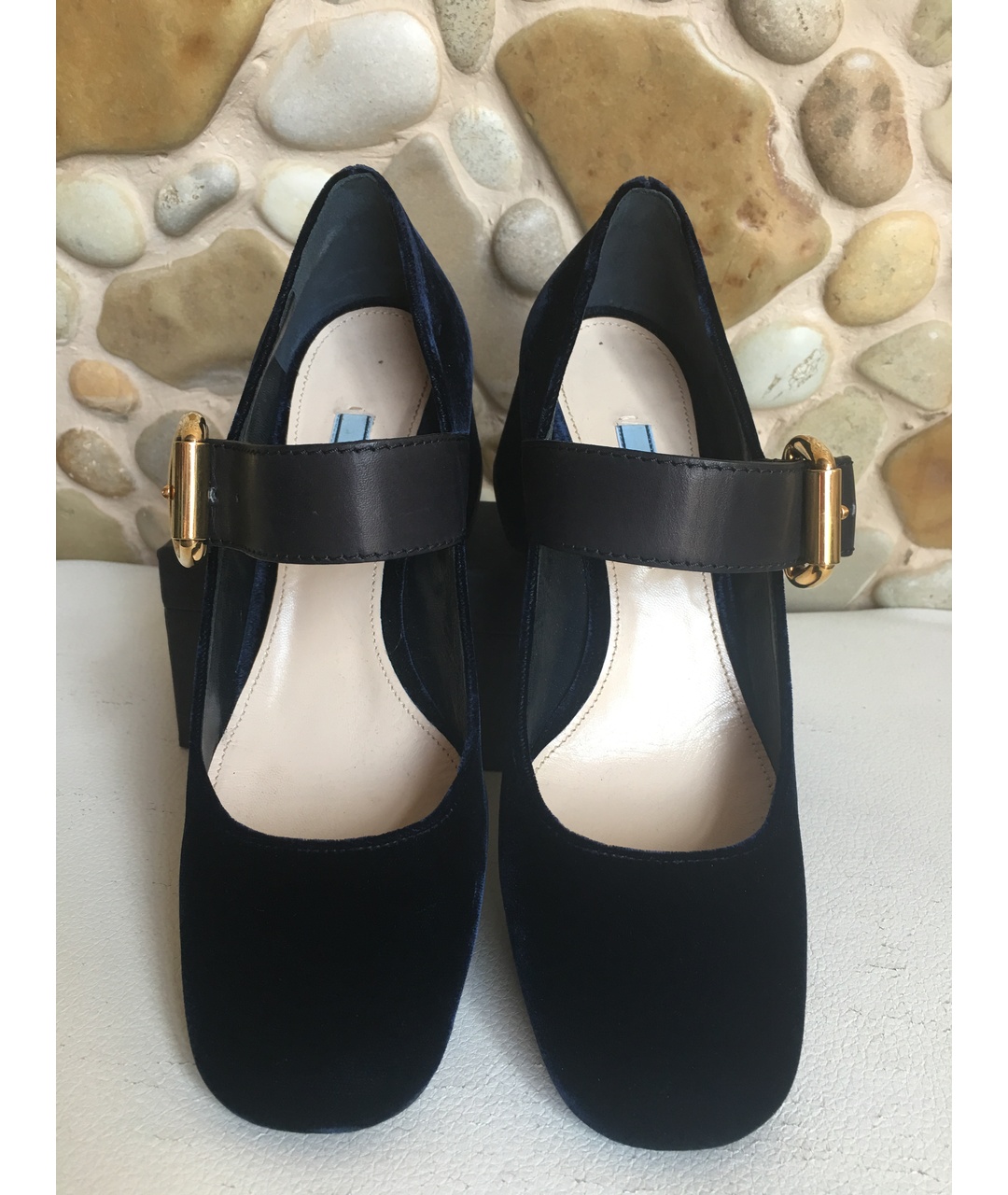 PRADA Темно-синие бархатные туфли, фото 2