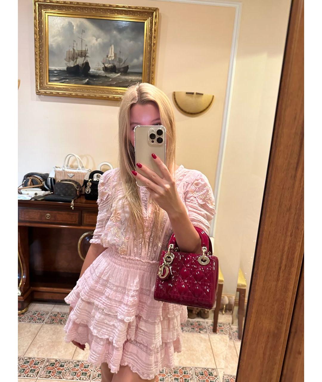 CHRISTIAN DIOR Красная сумка с короткими ручками из лакированной кожи, фото 8