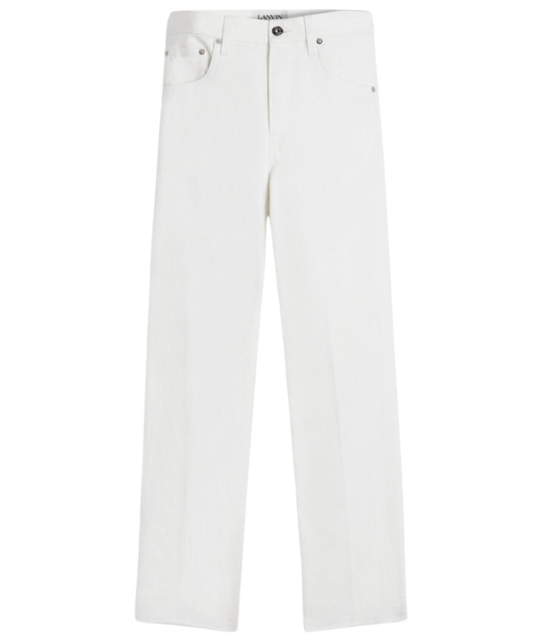 LANVIN Белые хлопковые прямые джинсы, фото 1