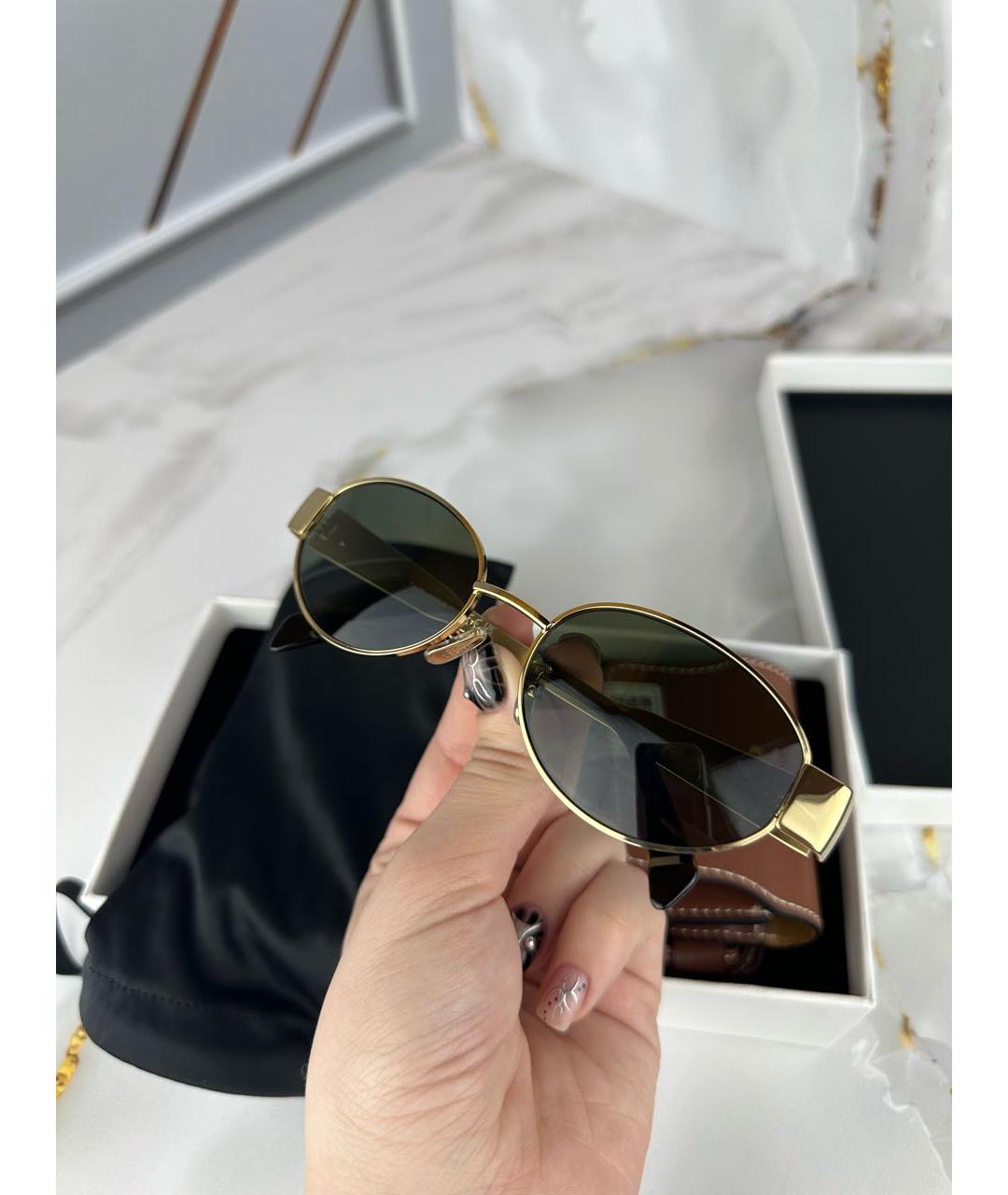 CELINE Золотые металлические солнцезащитные очки, фото 5