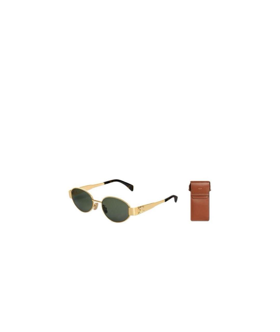 CELINE Золотые металлические солнцезащитные очки, фото 2