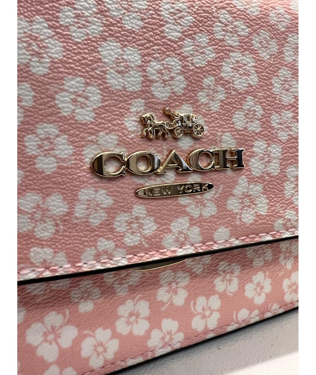 COACH Розовая кожаная сумка через плечо, фото 3