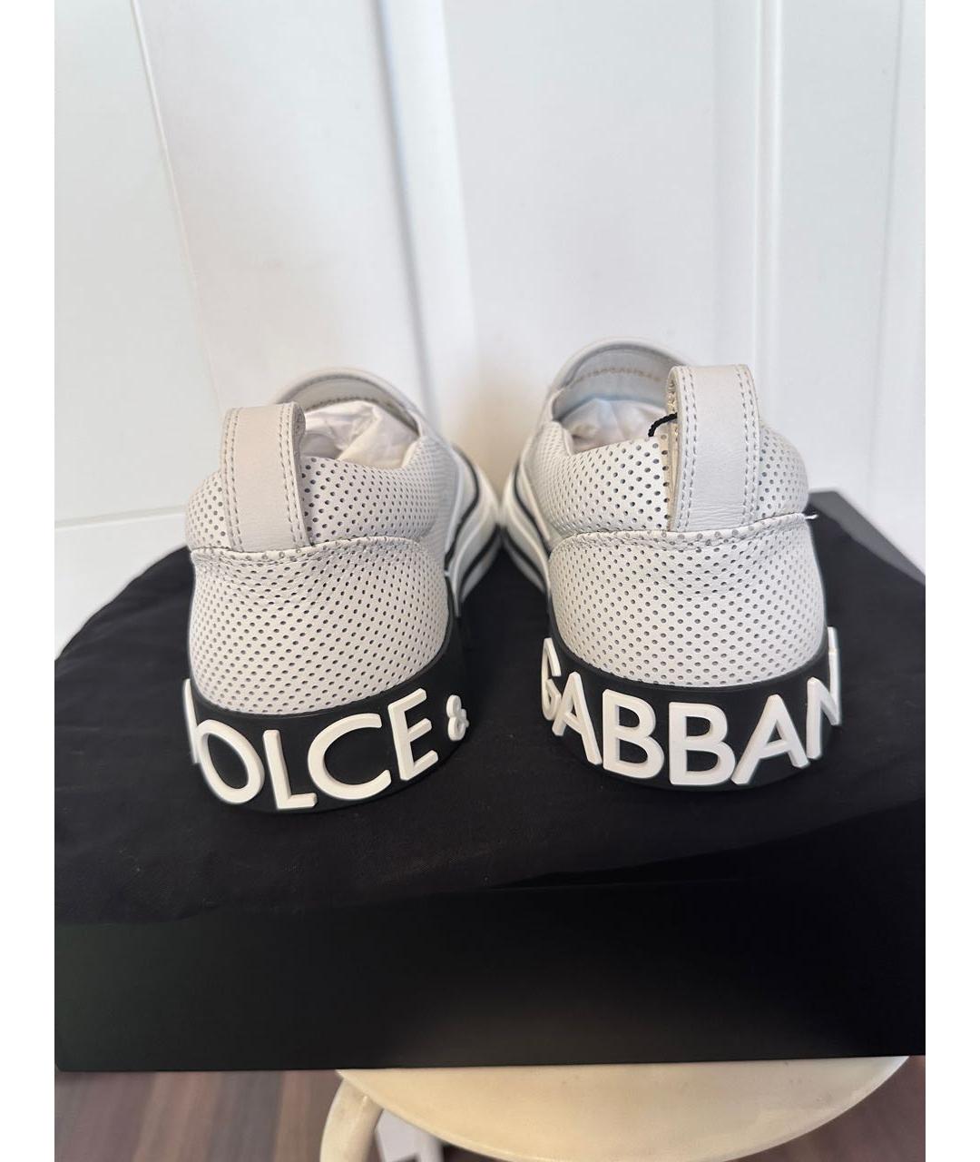 DOLCE&GABBANA Белые кожаные низкие кроссовки / кеды, фото 4