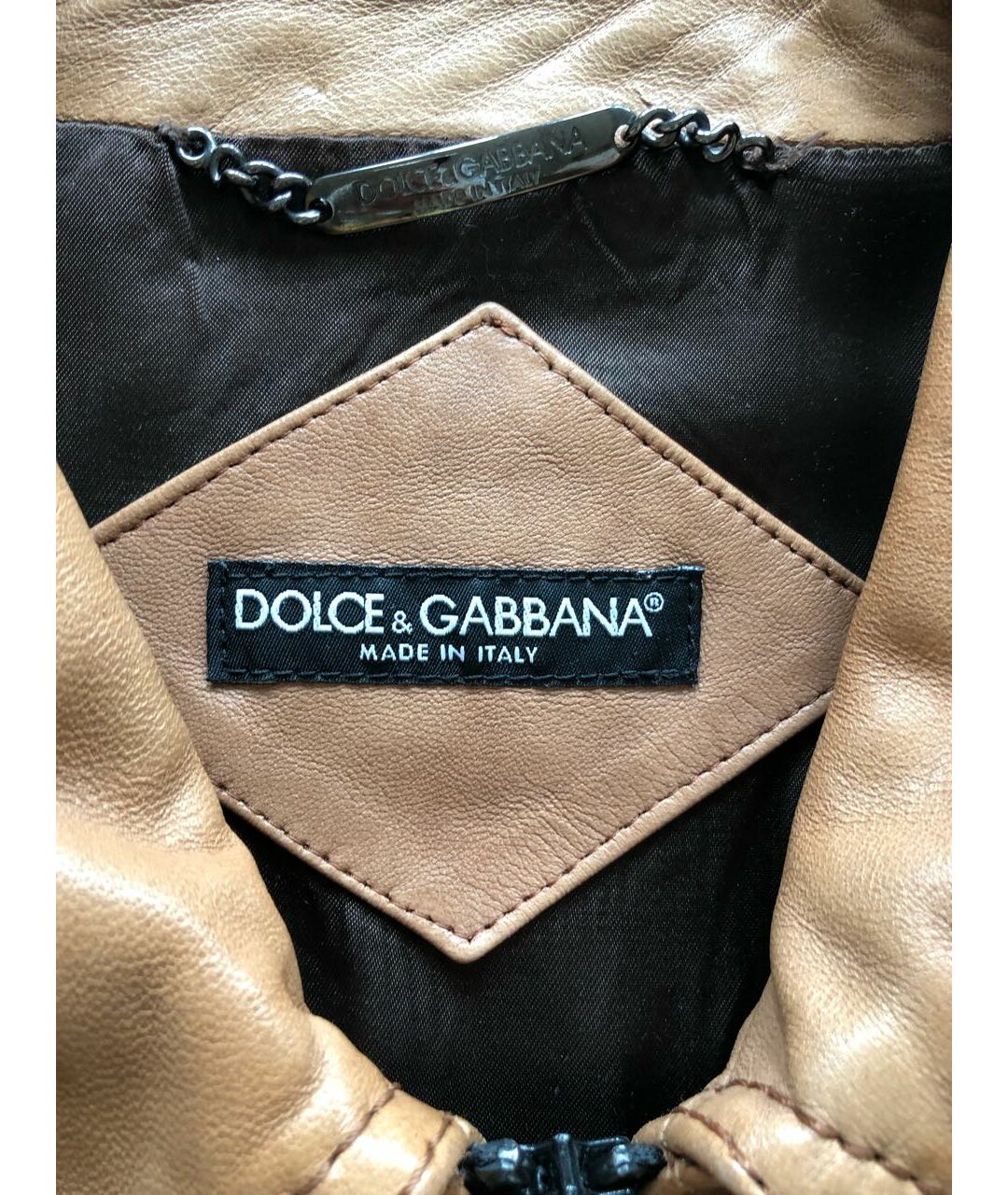 DOLCE&GABBANA Коричневая кожаная куртка, фото 6
