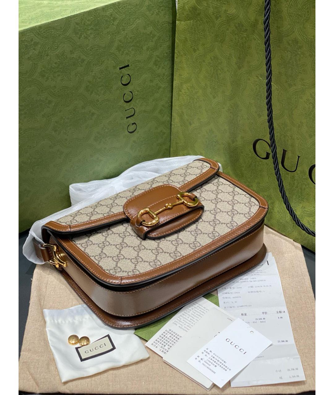 GUCCI Бежевая кожаная сумка через плечо, фото 8