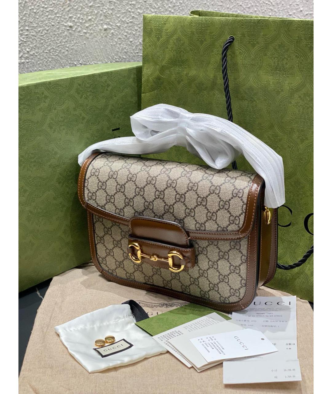 GUCCI Бежевая кожаная сумка через плечо, фото 3