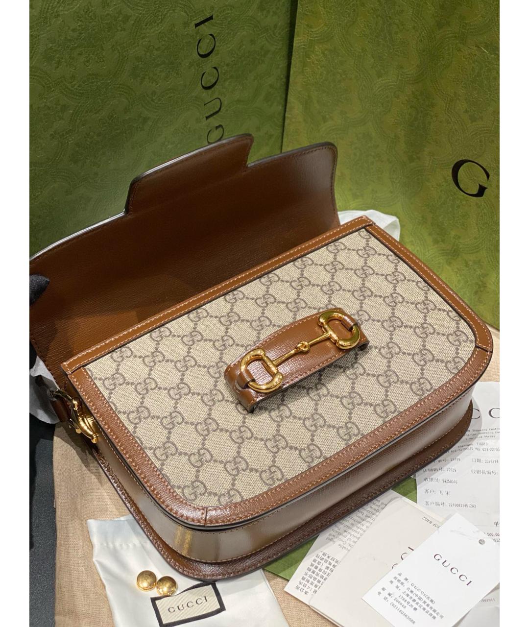 GUCCI Бежевая кожаная сумка через плечо, фото 6