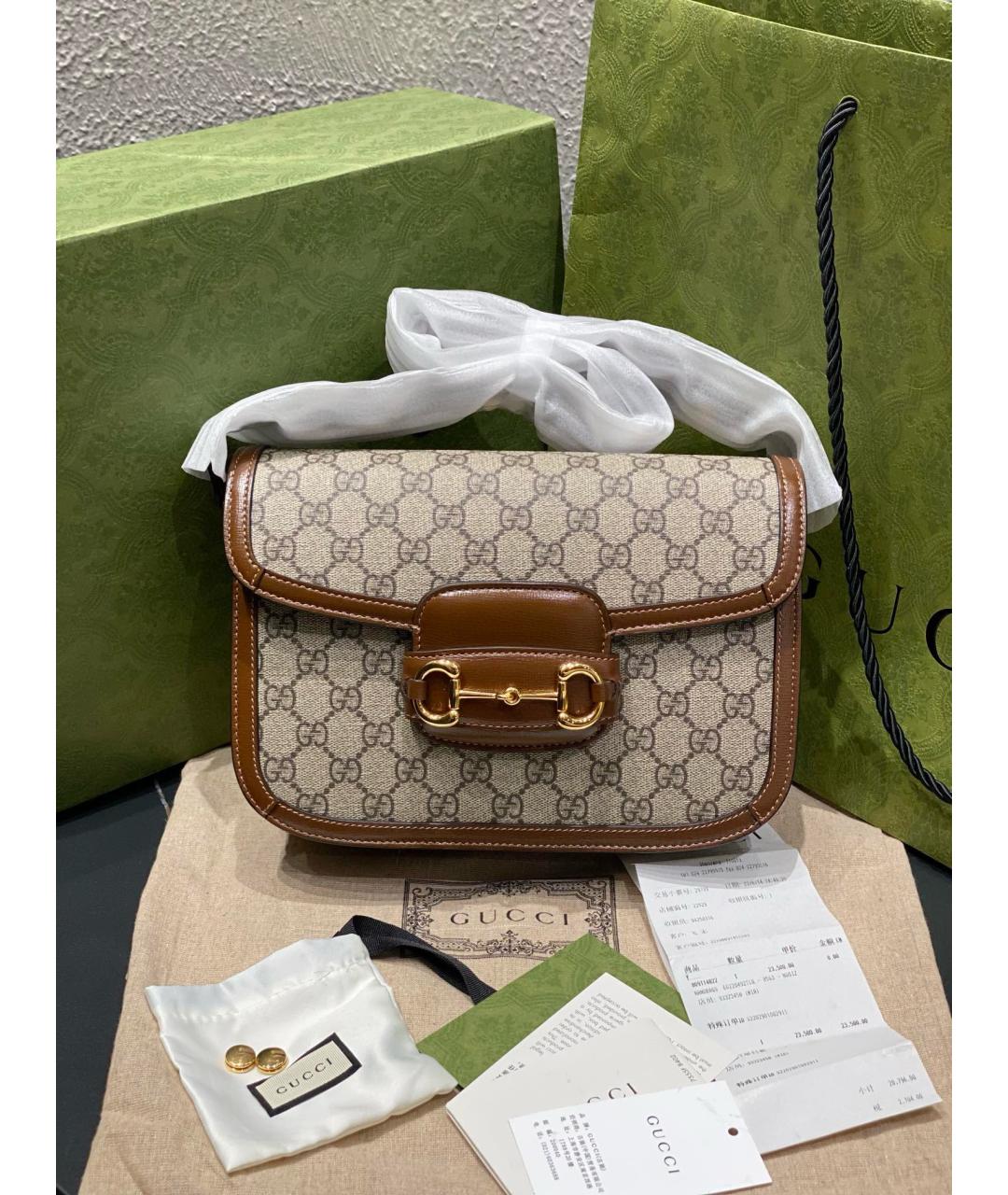 GUCCI Бежевая кожаная сумка через плечо, фото 2