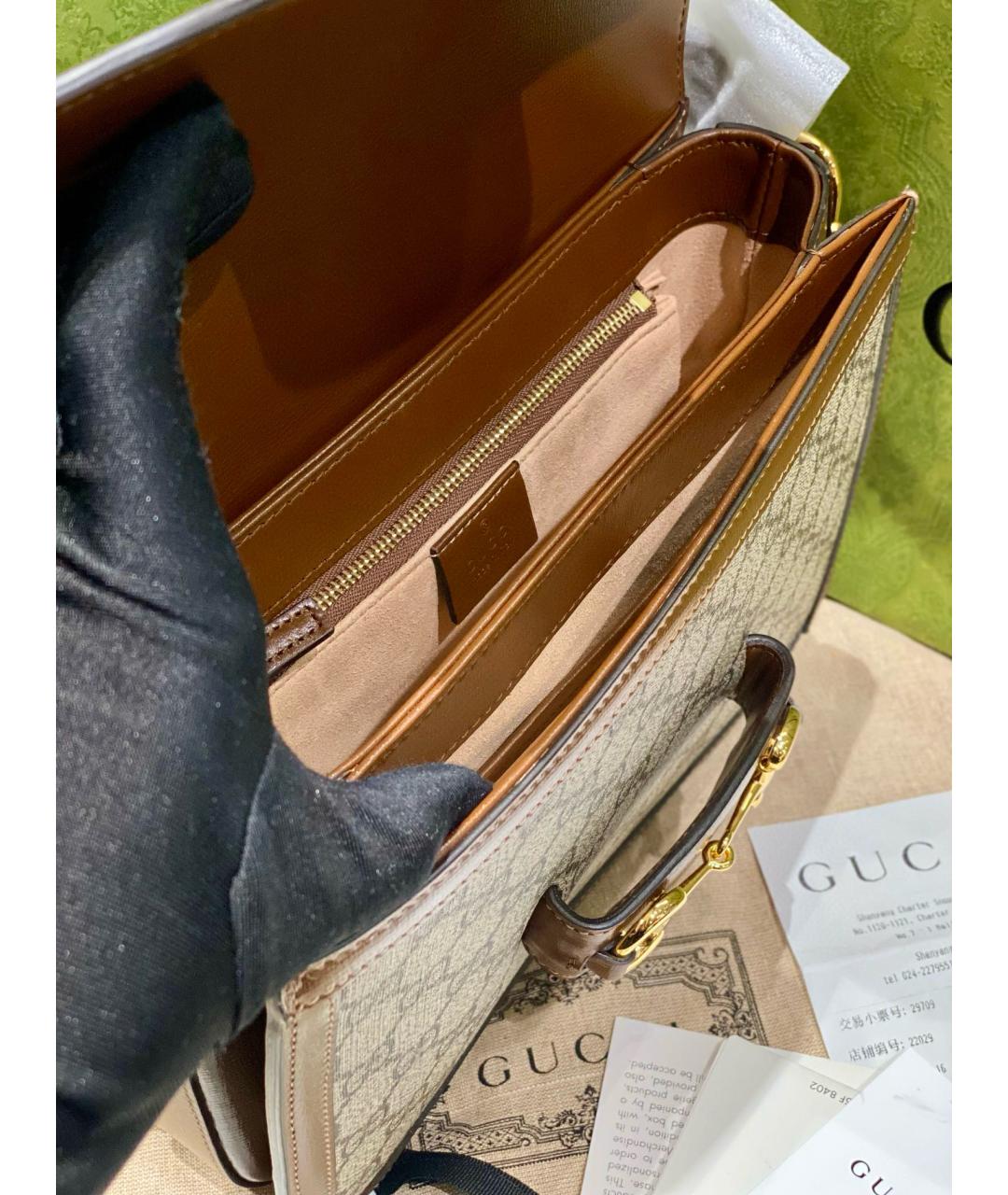 GUCCI Бежевая кожаная сумка через плечо, фото 7