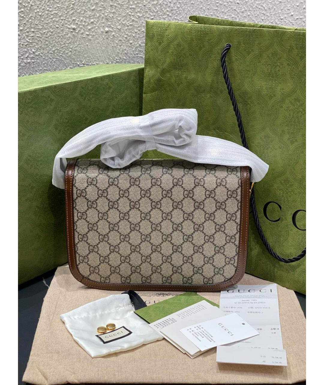 GUCCI Бежевая кожаная сумка через плечо, фото 4