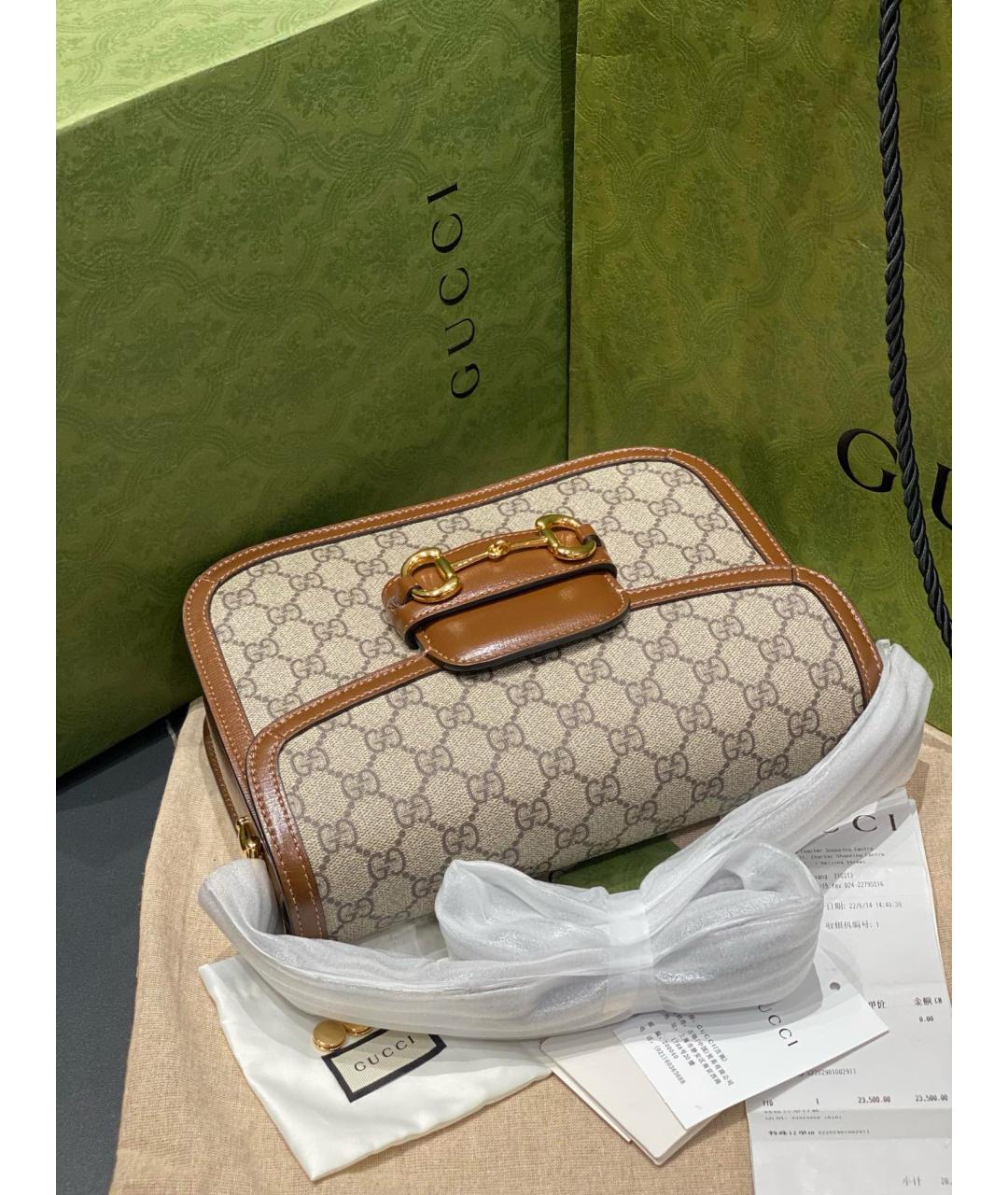 GUCCI Бежевая кожаная сумка через плечо, фото 5