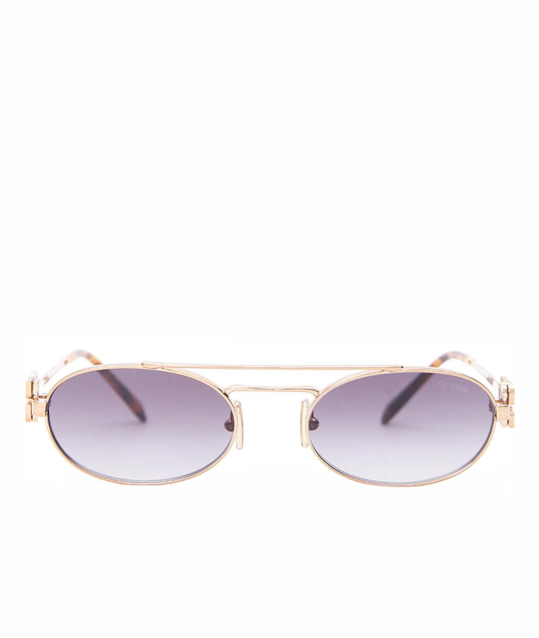 MIU MIU Золотые металлические солнцезащитные очки, фото 1