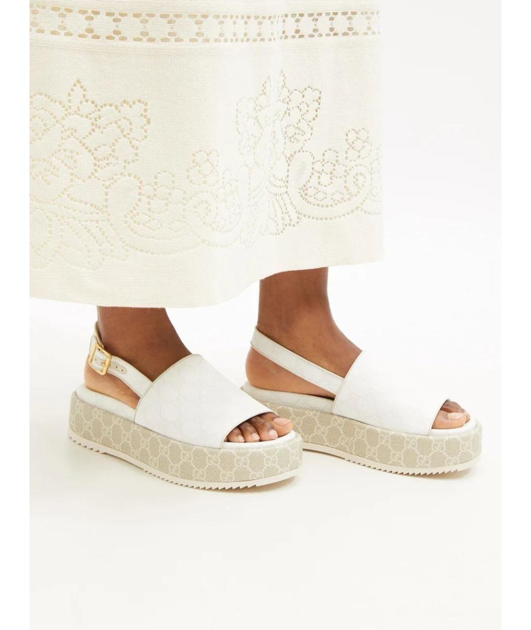 GUCCI Бежевые кожаные сандалии, фото 7