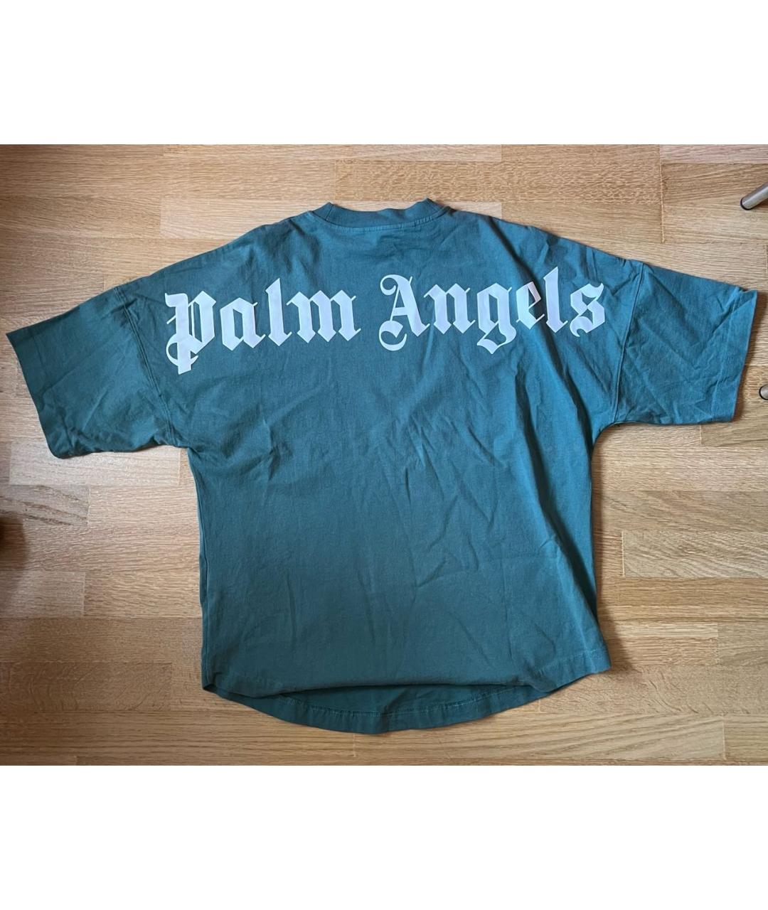 PALM ANGELS Зеленая хлопковая футболка, фото 2