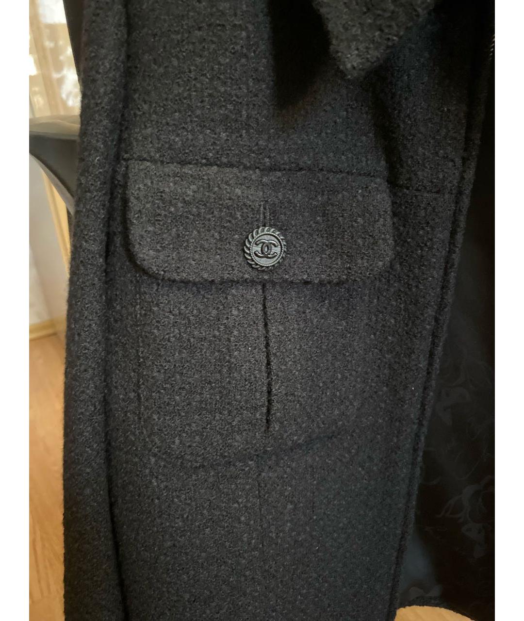 CHANEL Черный твидовый жакет/пиджак, фото 5