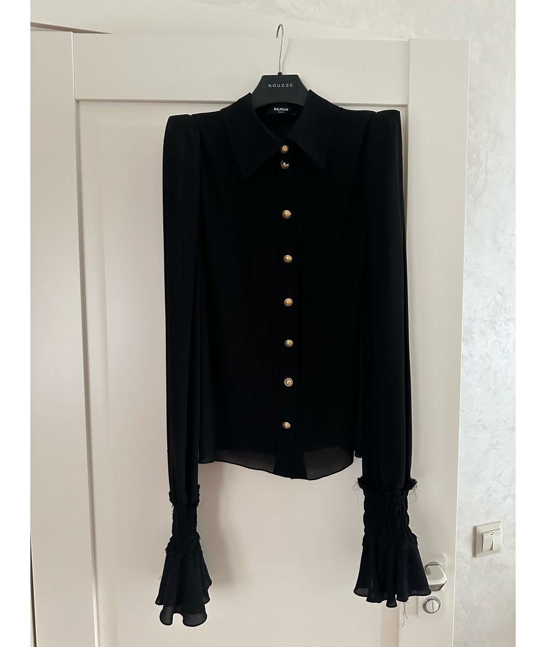 BALMAIN Черная шелковая блузы, фото 9