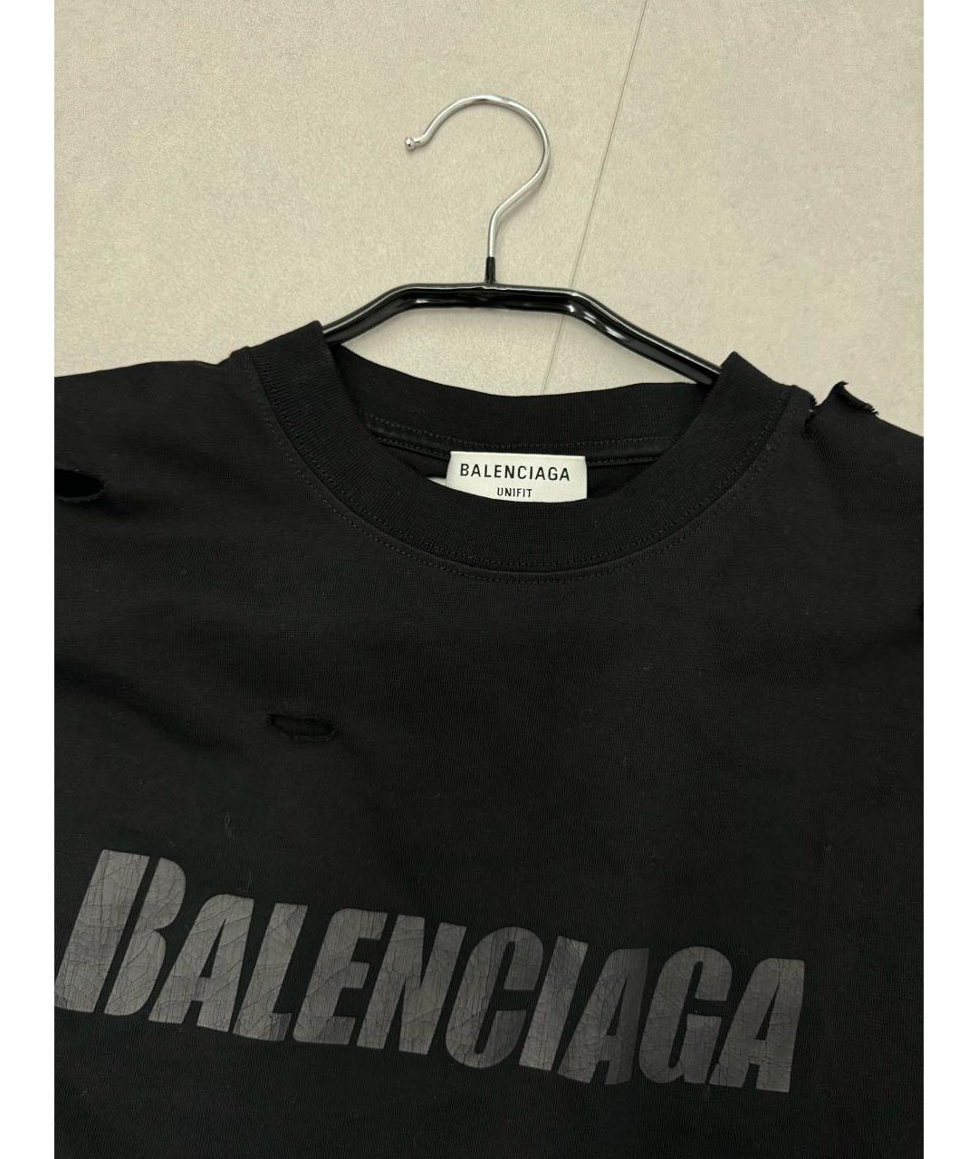 BALENCIAGA Черная хлопковая футболка, фото 3