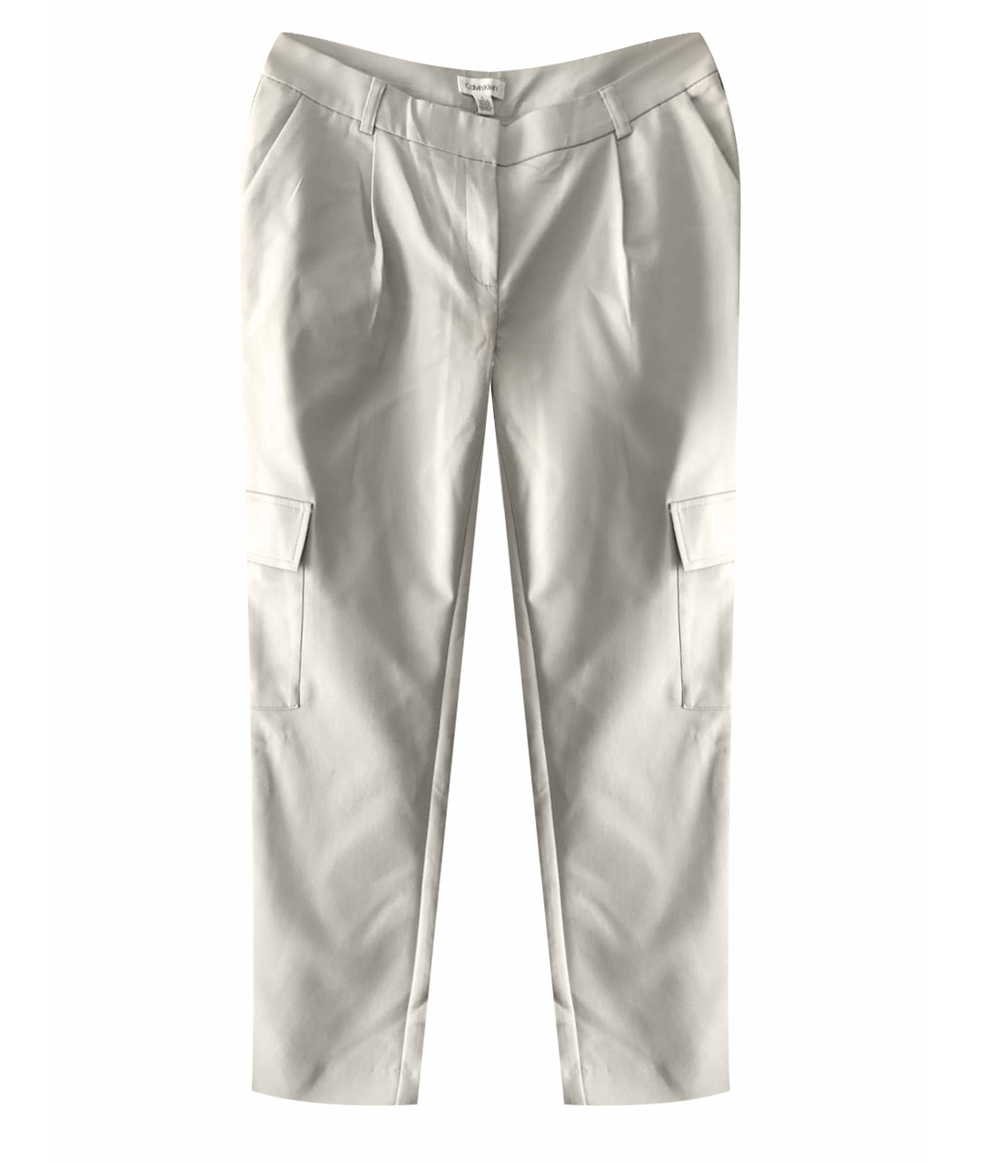 CALVIN KLEIN Бежевые хлопко-эластановые прямые брюки, фото 1