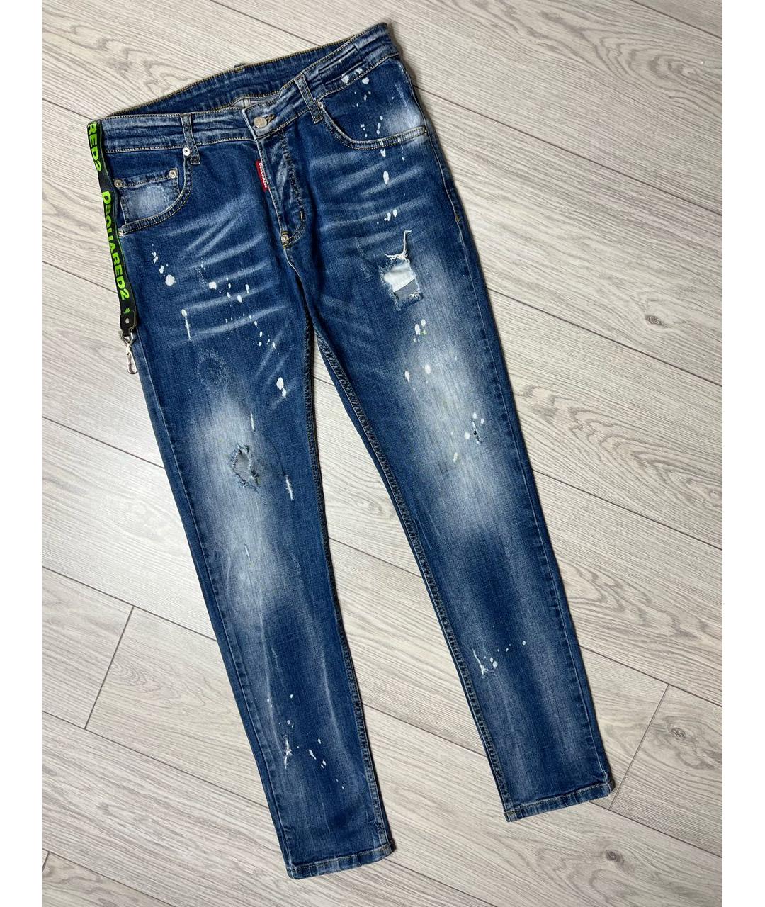 DSQUARED2 Синие хлопко-эластановые джинсы скинни, фото 7