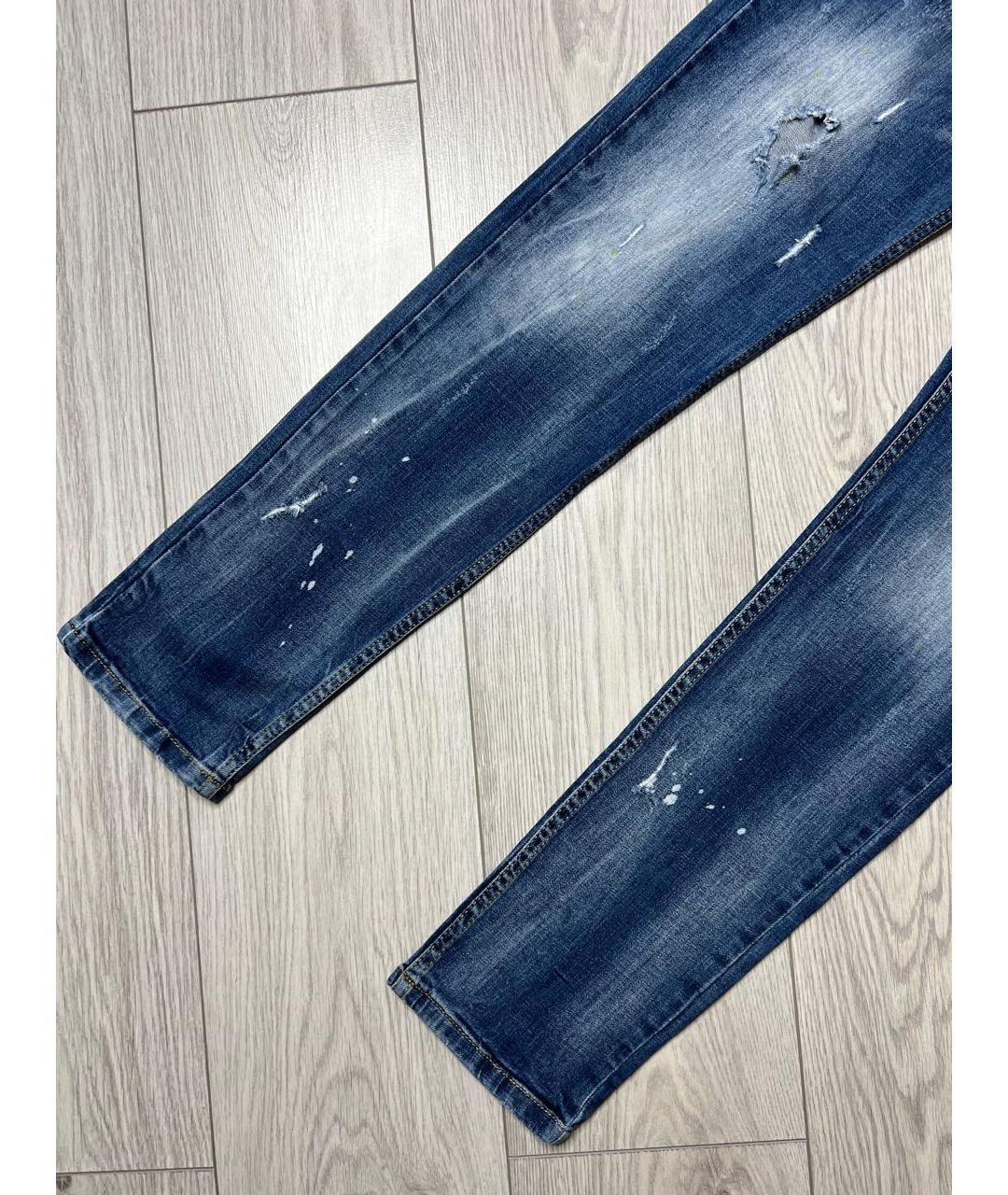 DSQUARED2 Синие хлопко-эластановые джинсы скинни, фото 4