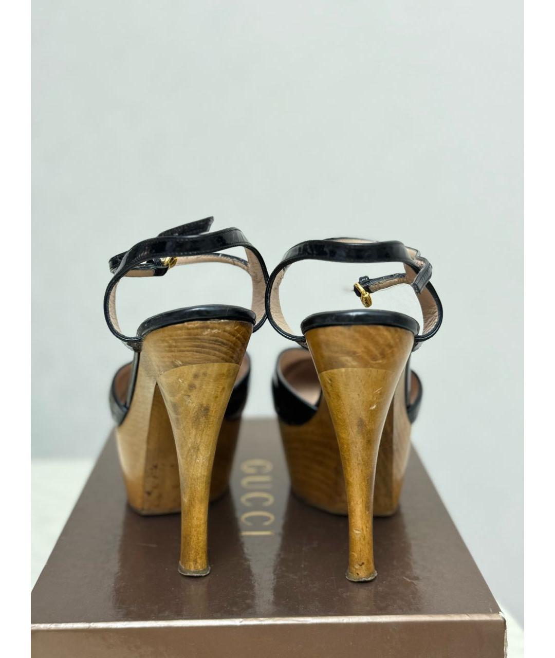 GUCCI Черные босоножки из лакированной кожи, фото 4