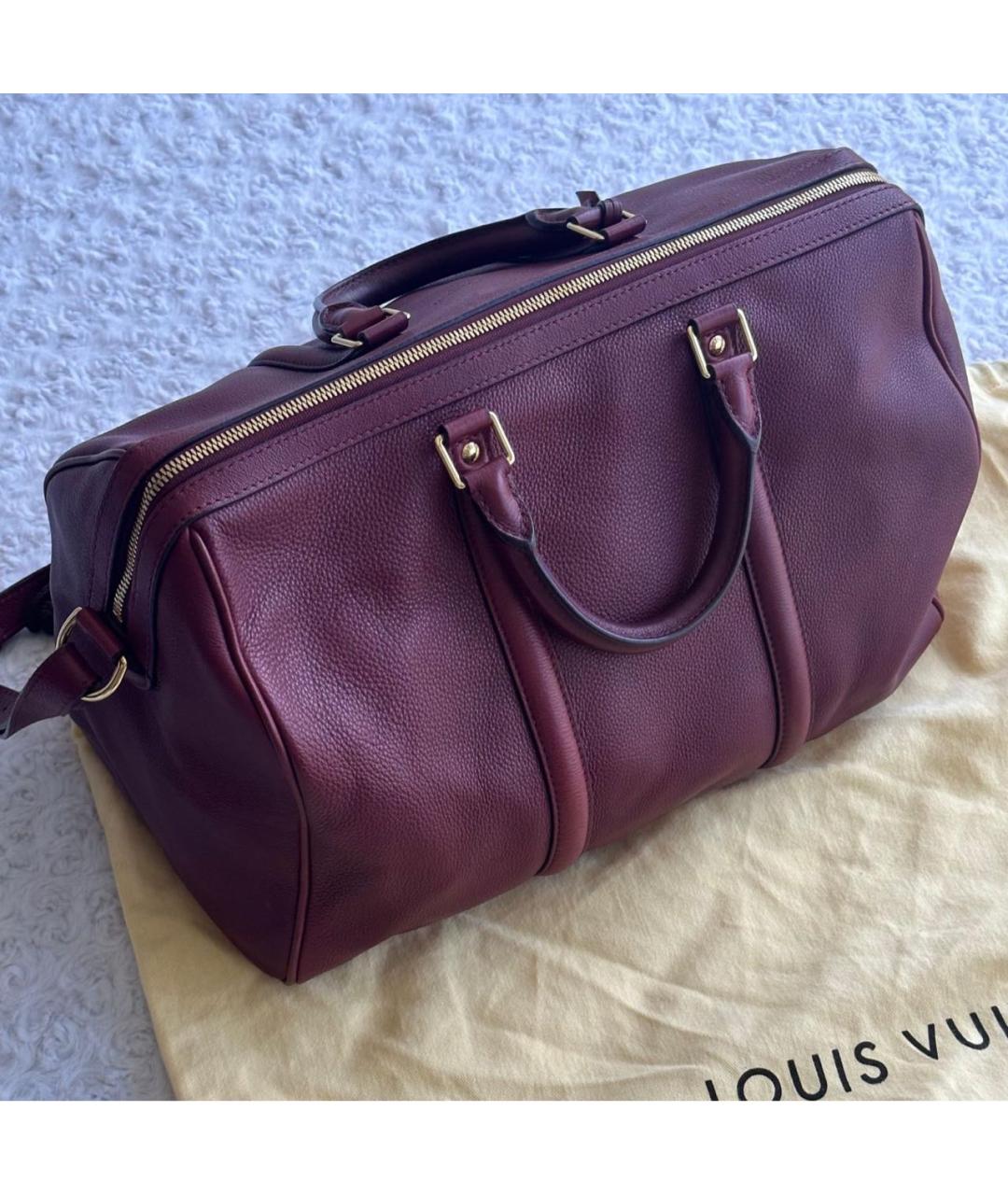 LOUIS VUITTON Бордовая кожаная дорожная/спортивная сумка, фото 2
