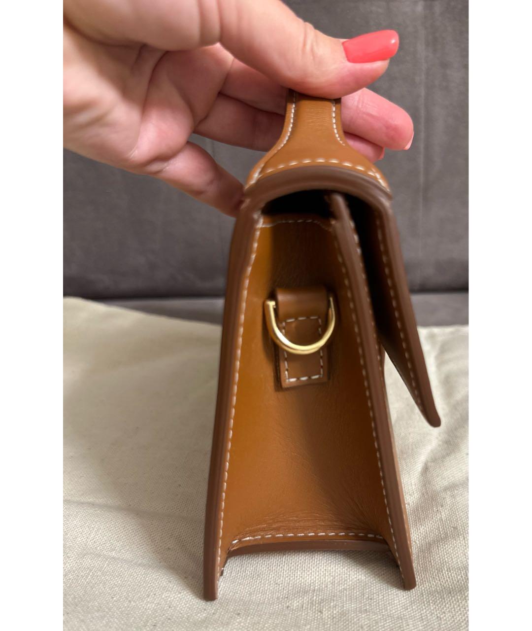 JACQUEMUS Коричневая кожаная сумка через плечо, фото 3