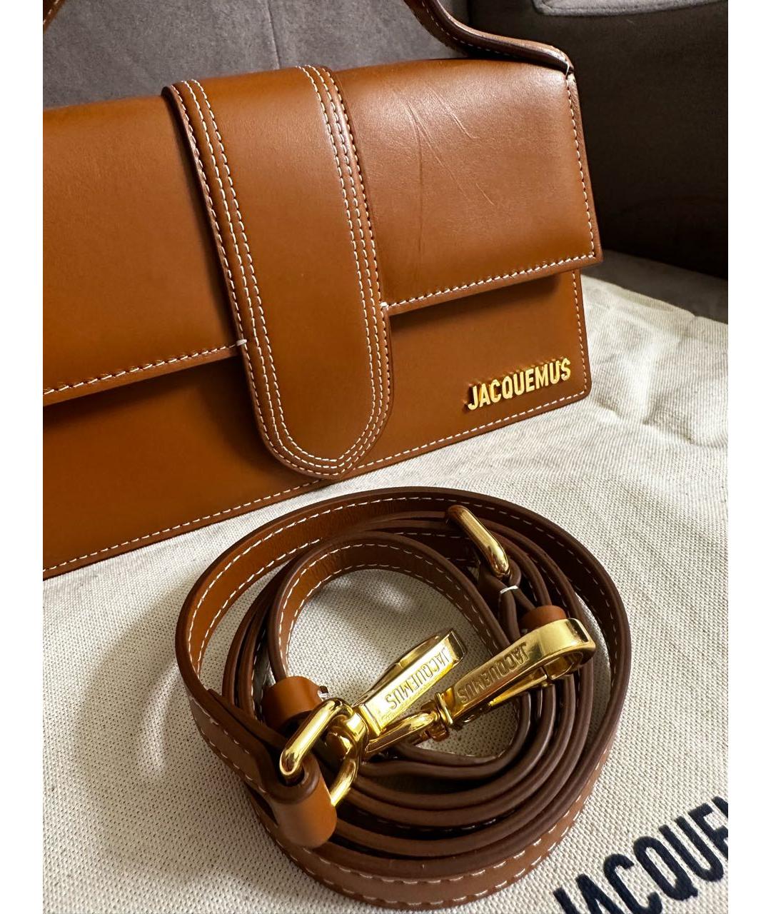 JACQUEMUS Коричневая кожаная сумка через плечо, фото 4