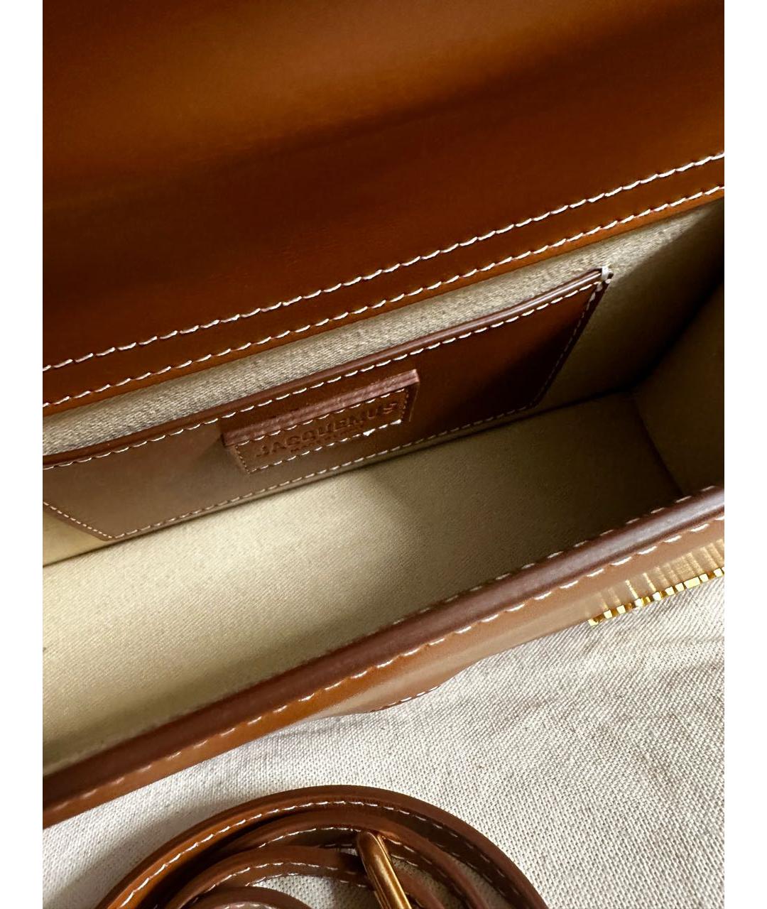 JACQUEMUS Коричневая кожаная сумка через плечо, фото 6