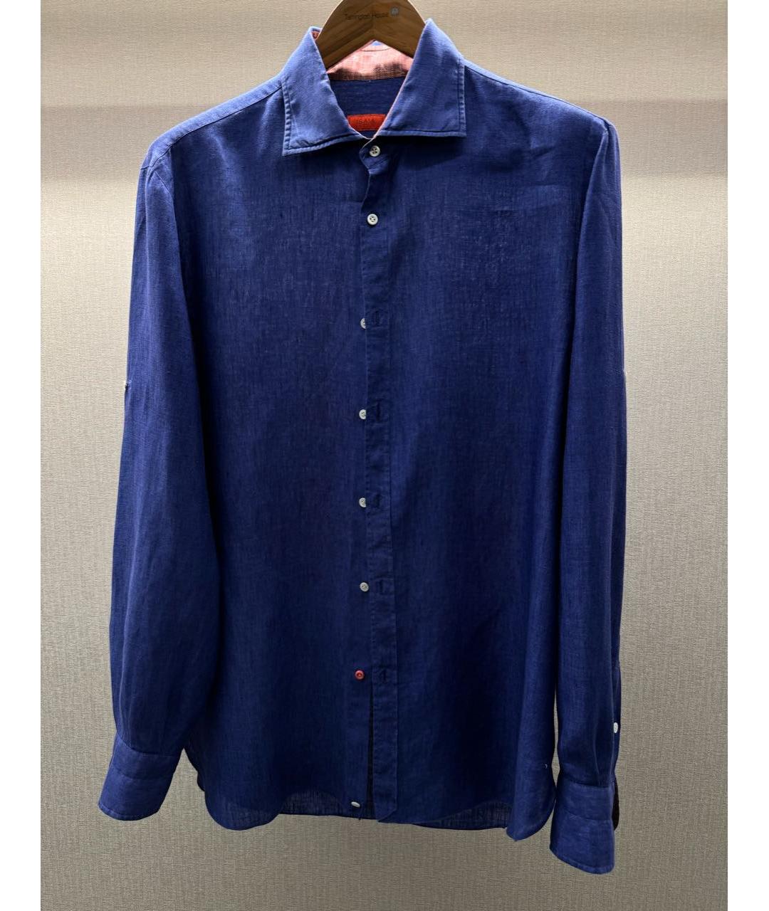 ISAIA Темно-синяя льняная кэжуал рубашка, фото 3