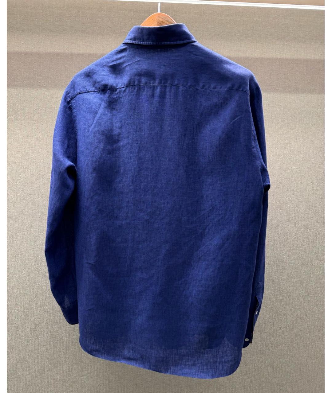 ISAIA Темно-синяя льняная кэжуал рубашка, фото 2