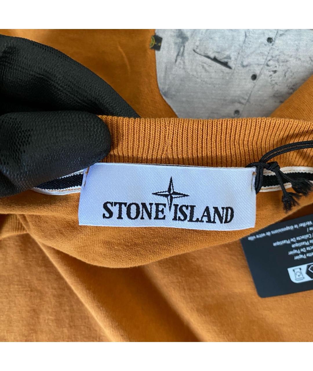 STONE ISLAND Оранжевая хлопковая футболка, фото 3