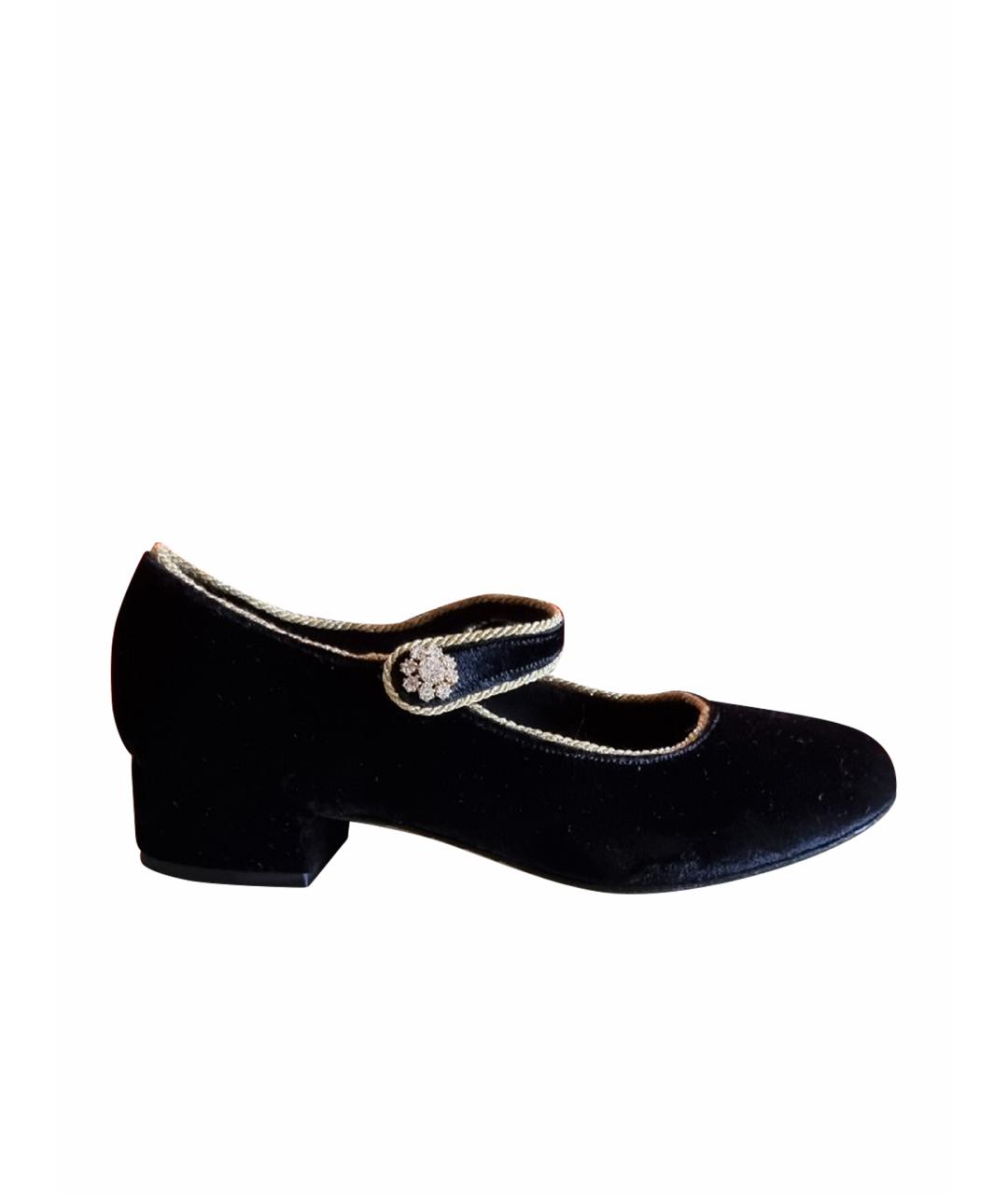 DOLCE & GABBANA KIDS Черные бархатные туфли, фото 1