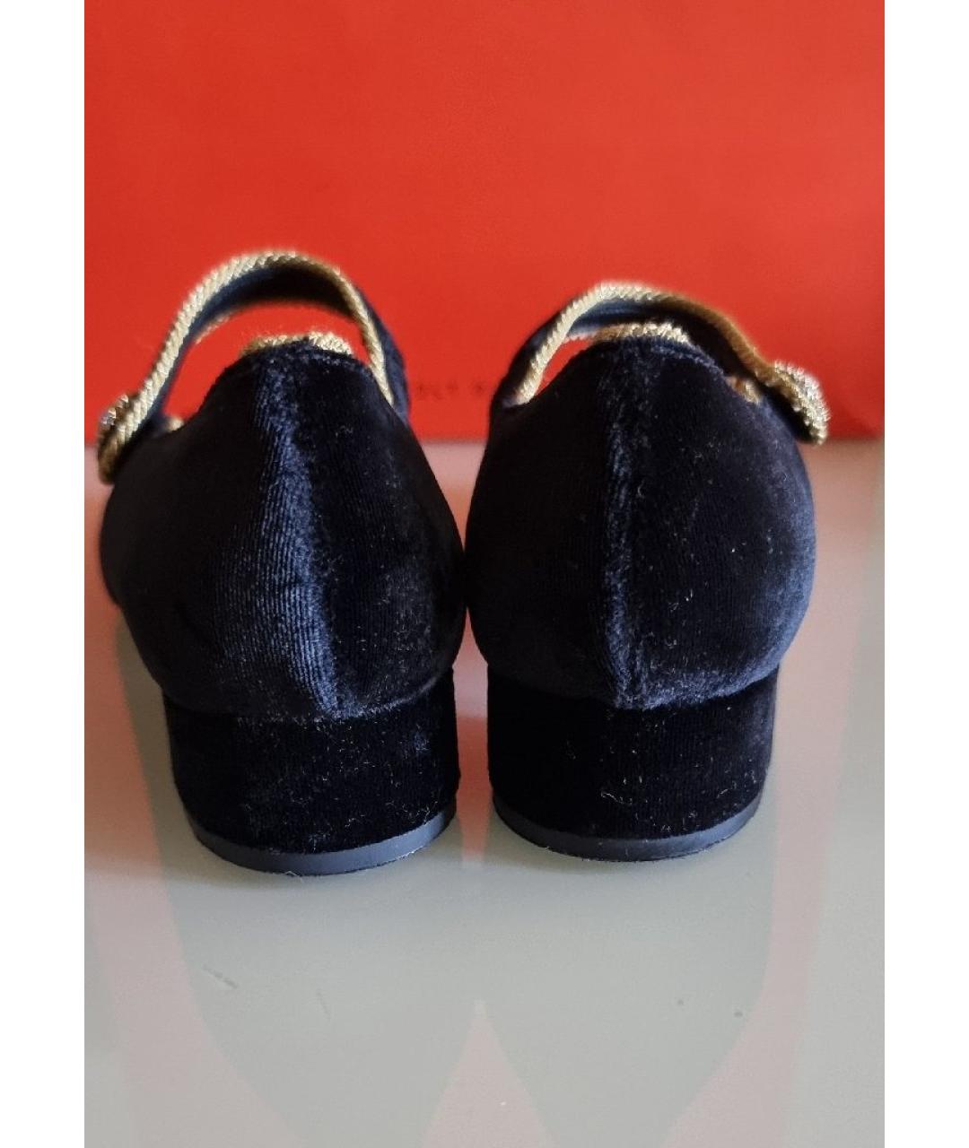 DOLCE & GABBANA KIDS Черные бархатные туфли, фото 4
