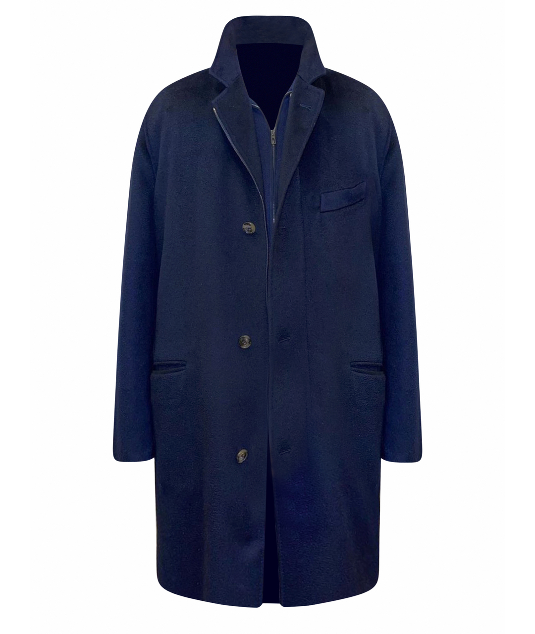 LORO PIANA Темно-синее кашемировое пальто, фото 1