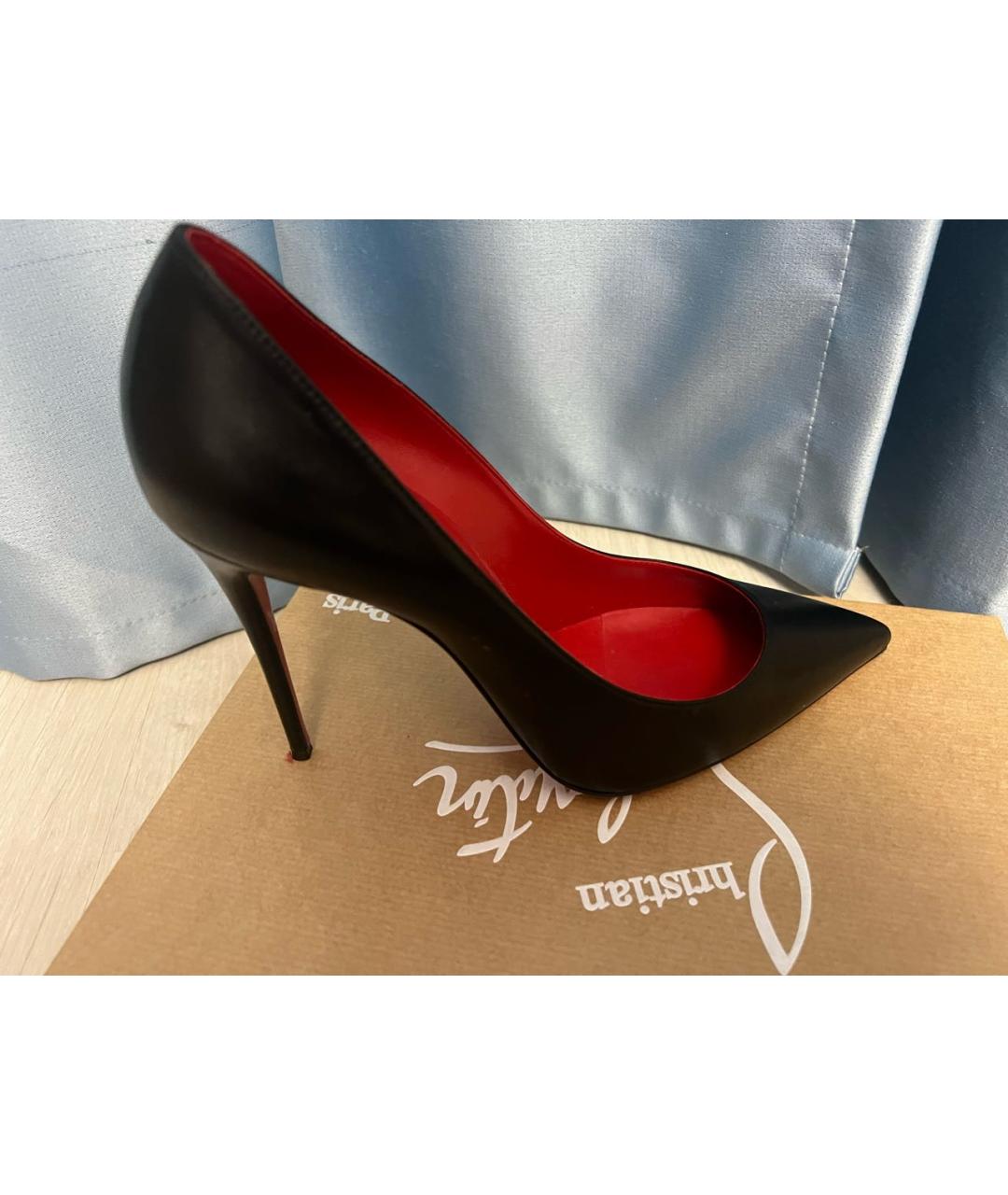 CHRISTIAN LOUBOUTIN Черные кожаные туфли, фото 4