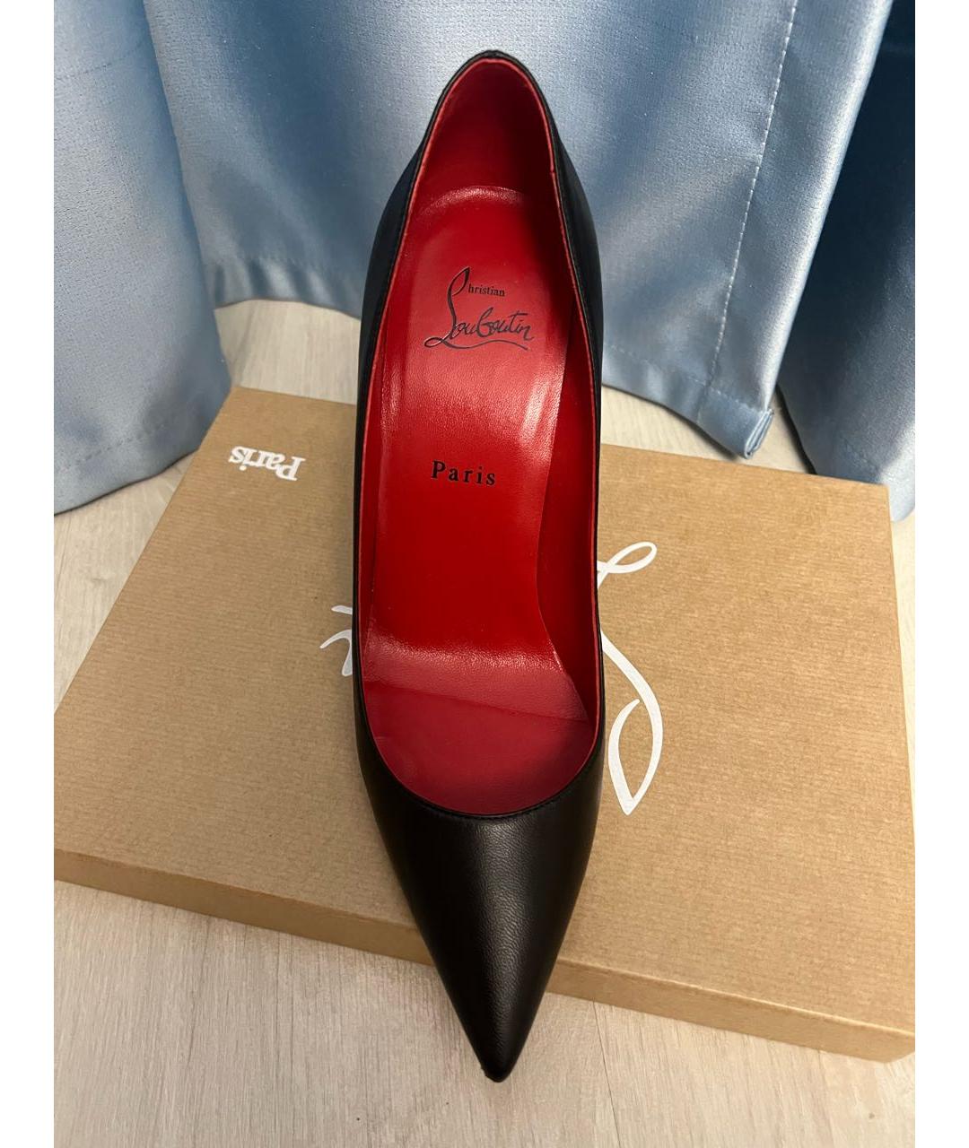 CHRISTIAN LOUBOUTIN Черные кожаные туфли, фото 3