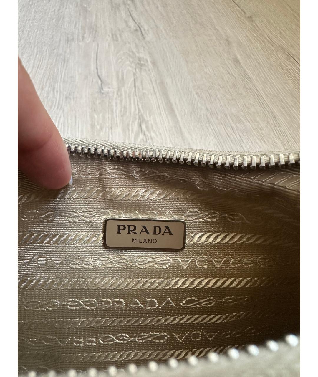 PRADA Бежевая тканевая сумка через плечо, фото 6