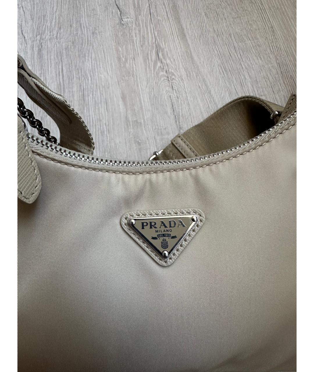 PRADA Бежевая тканевая сумка через плечо, фото 2