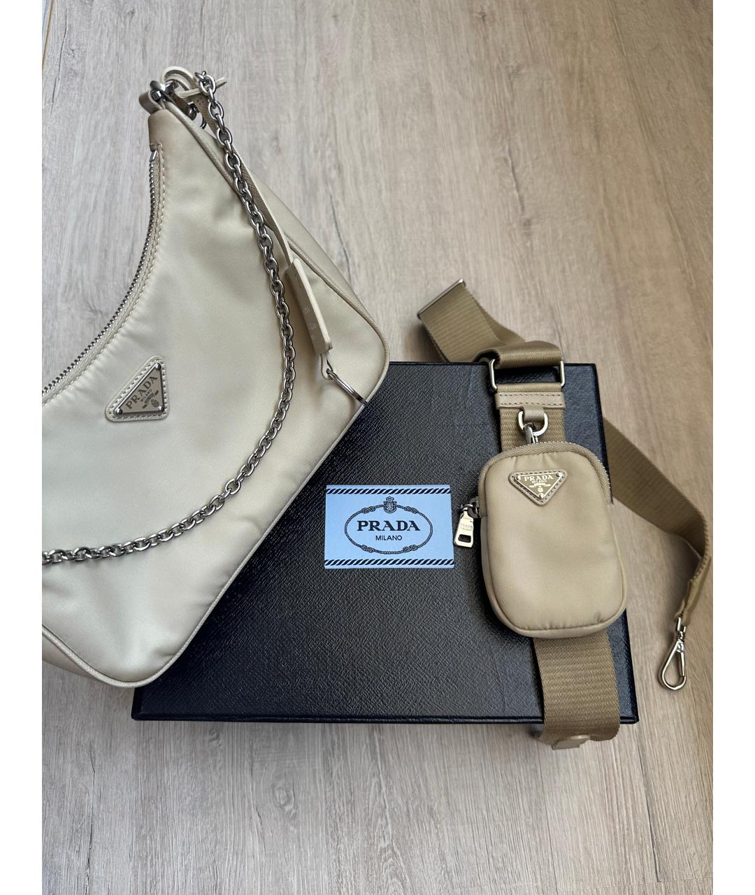 PRADA Бежевая тканевая сумка через плечо, фото 3
