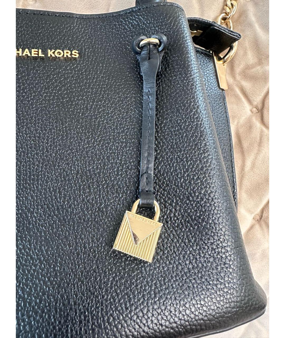 MICHAEL KORS Черная кожаная сумка с короткими ручками, фото 5