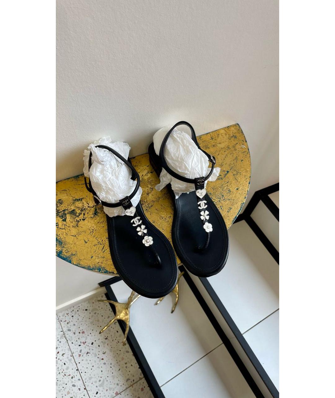 CHANEL Черные кожаные сандалии, фото 8