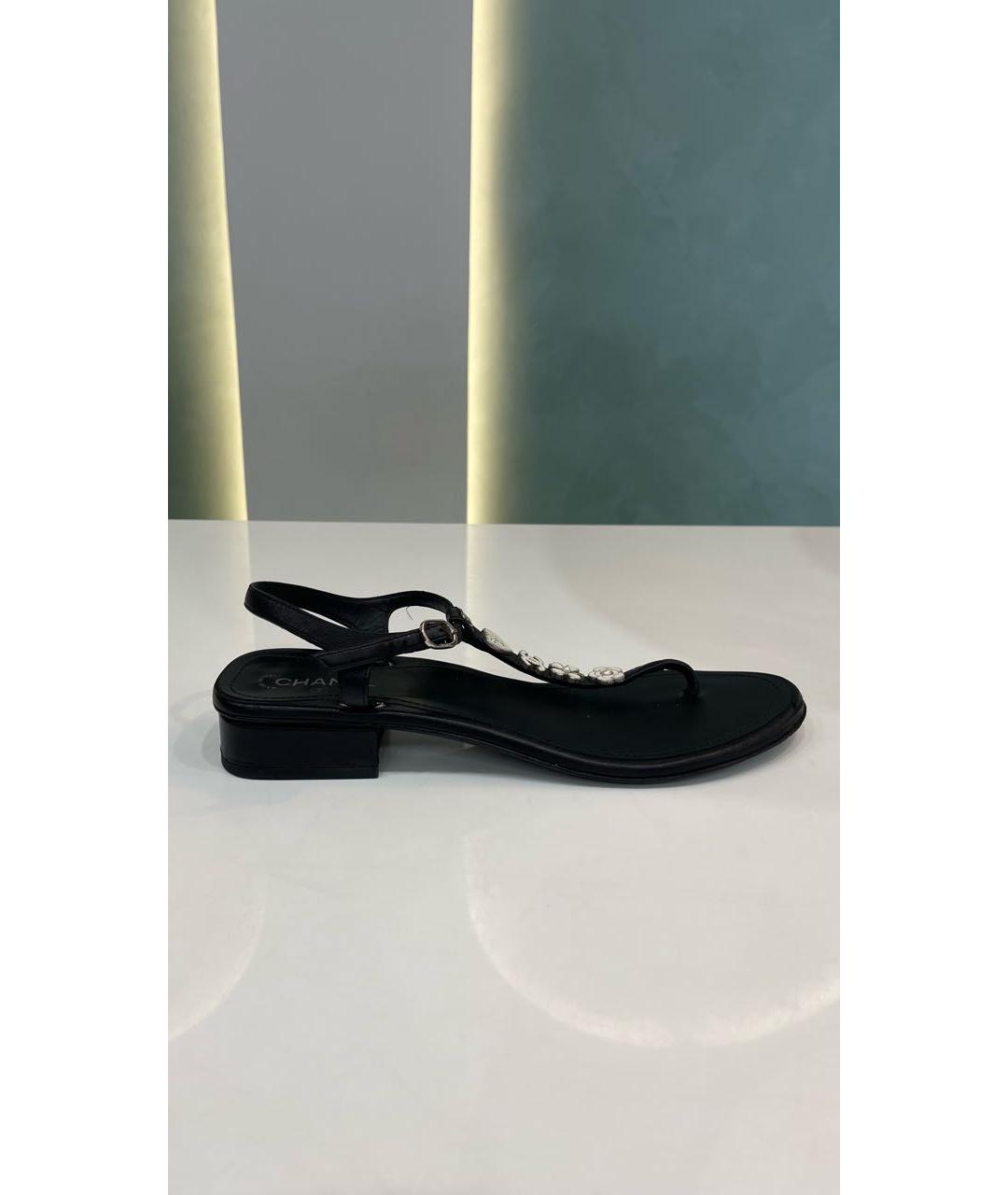 CHANEL Черные кожаные сандалии, фото 9