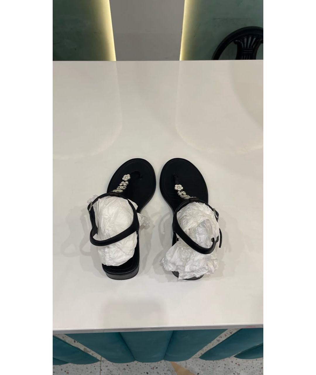 CHANEL Черные кожаные сандалии, фото 6