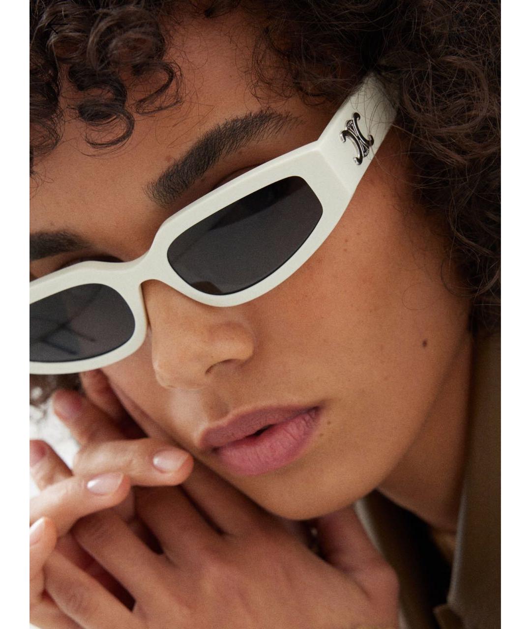 CELINE Белые пластиковые солнцезащитные очки, фото 5