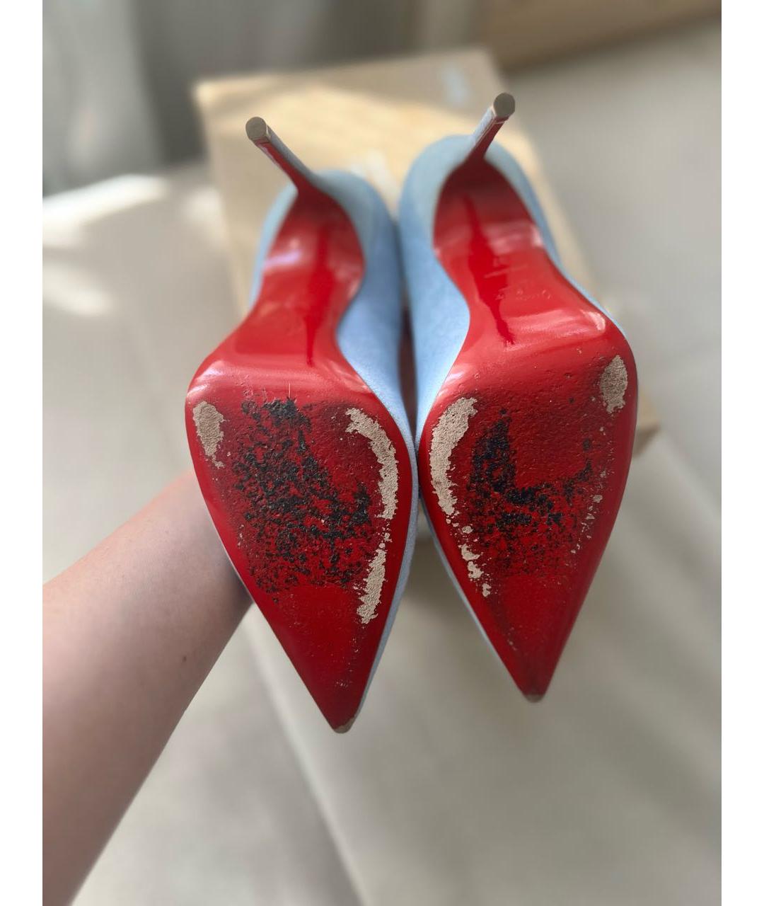 CHRISTIAN LOUBOUTIN Голубые замшевые туфли, фото 5