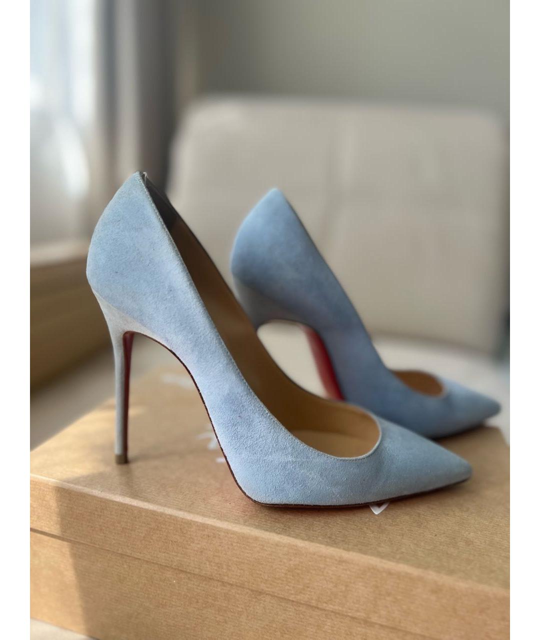 CHRISTIAN LOUBOUTIN Голубые замшевые туфли, фото 8