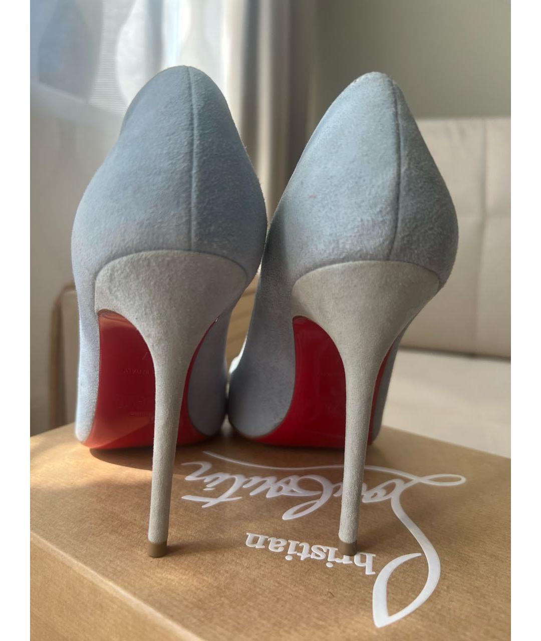 CHRISTIAN LOUBOUTIN Голубые замшевые туфли, фото 3