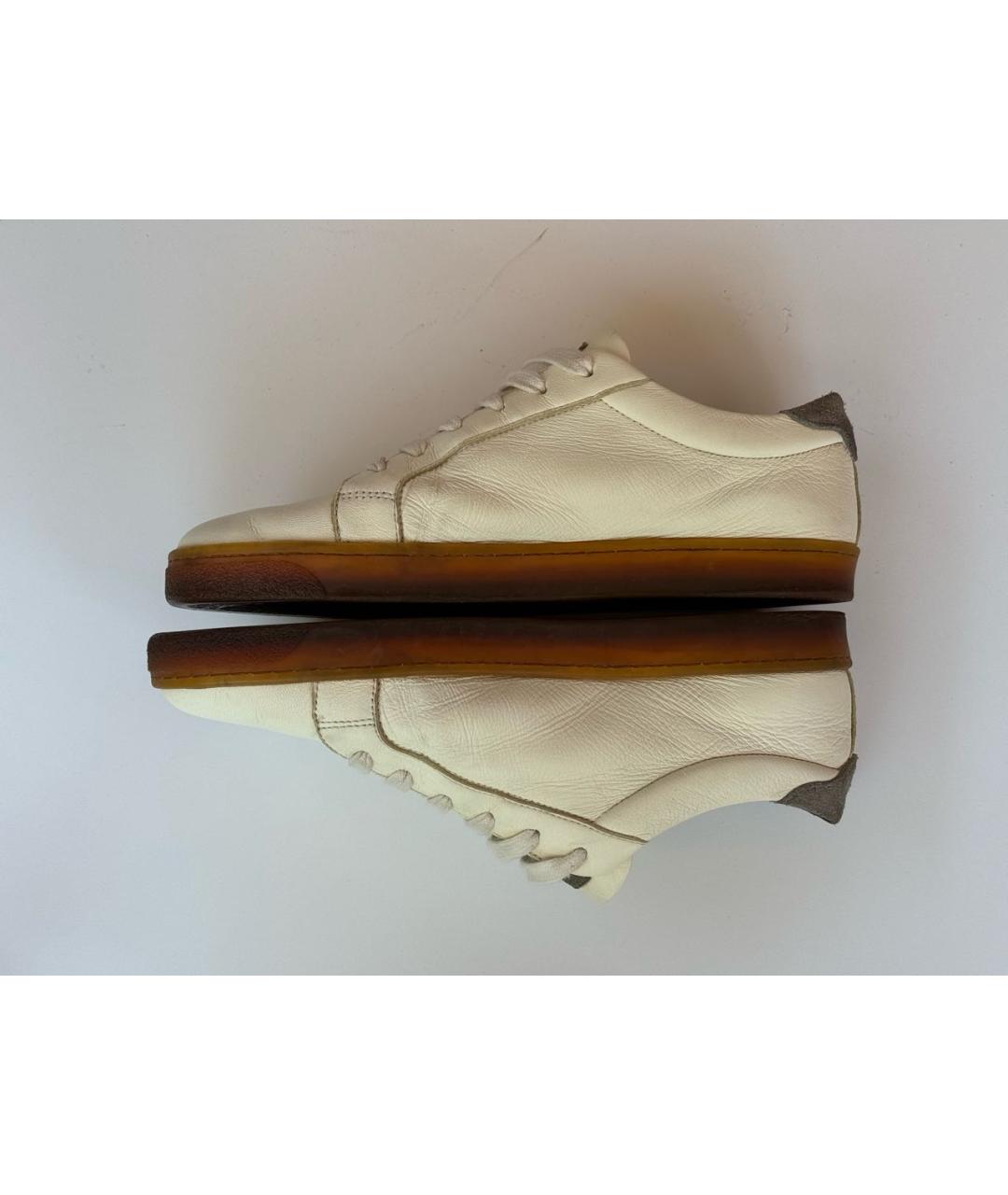 BRUNELLO CUCINELLI Белые кожаные низкие кроссовки / кеды, фото 5